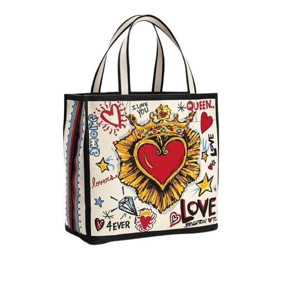 NWOT! Brighton Queen of Love Large Canvas Shopper Tote - Picture 6 of 11
